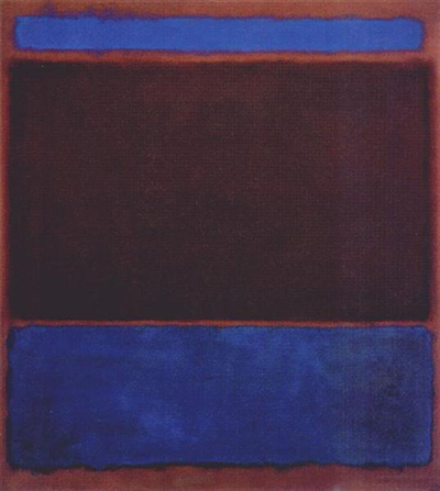 No. 3 (Bright Blue, Brown, Dark Blue on Wine) Mark Rothko